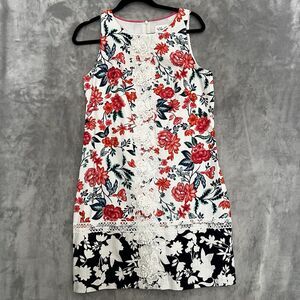 Eliza J women Sleeveless Dress Floral Shift Size 8 Knee Length‎